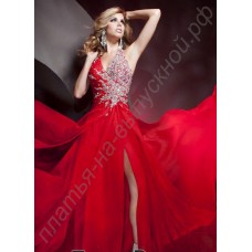 Красное вечернее платье из шифона